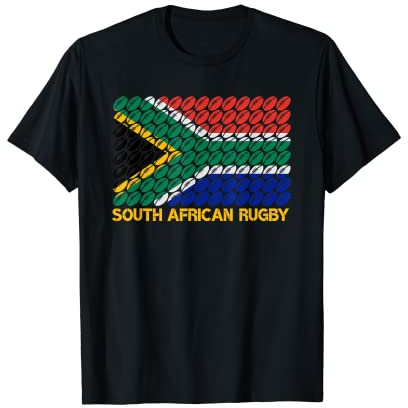 Rugby-Ball-Muster, Südafrika-Flagge. T-Shirt