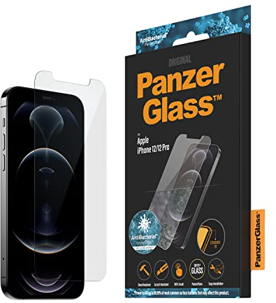 PanzerGlass 2708 Antibacterial protective glass suitable for Apple iPhone 12/12 Pro, standard fit