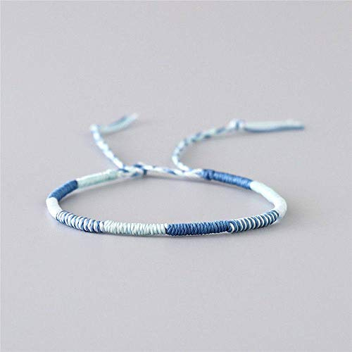 Seil Gewebtes Armband,Böhmen Hochwertige wasserdichte Wachsfaden Glücksseil Verstellbar Handgestrickt Blau Hellblau Armbänder Leichtes Paar Freunde Männer Frauen