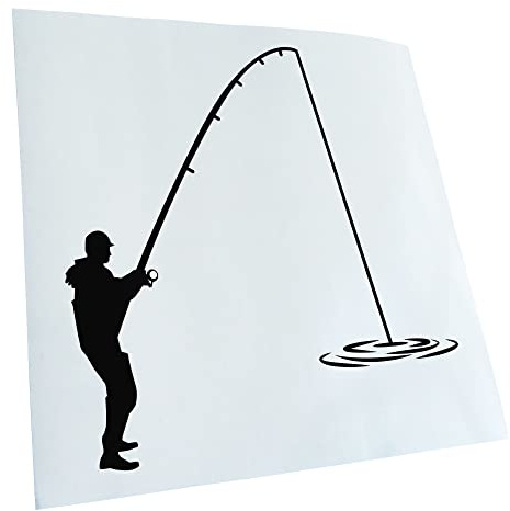 Kiwistar - Autoaufkleber - Angler Angeln Angelplatz - schwarz - 24x24cm - Heckscheibe Auto Aufkleber wetterfest für Kfz LKW Mofa Truck - Sticker außen selbstklebend Tuning Zubehör für Fenster