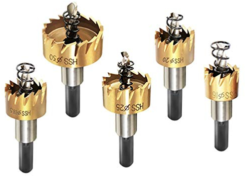 Lochsäge Set, Hakkin 5 Teilig Lochschneider Multiple-Tooth Lochsäge Bohrer Carbid Legierung Edelstahl Metall Bohrer Bohrkrone Dosenbohrer 16MM-53MM Im Einzelhandel Verpackungsboxen 16-30Mm
