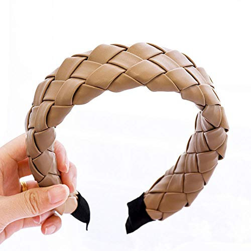 Stirnband Haarband Damen Geflochtenes Haarband Aus Leder Für Frauen Haarschmuck-Kaffee