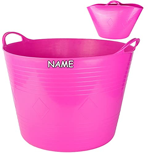 alles-meine.de GmbH Flexi & flexibel Modell + Farbwahl XXL großer - biegbarer - Aufbewahrungsbehälter mit Henkel - rosa/pink - neon Farben - inkl. Name - Gummieimer - z.B