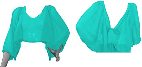 Meek Mercery Bauchtanz-Kostüm, Chiffon, Rüschenoberteil, Tribal-Tanz, Bluse, Haout, selbstbindend, C33, türkis, Large