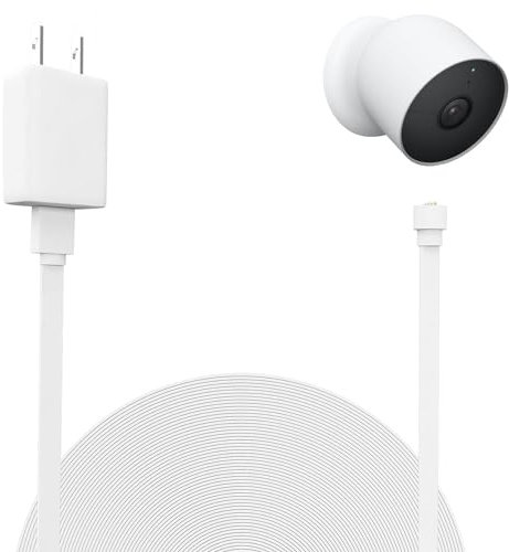 UYODM Power Cable Compatible with Nest Cam (Battery) ,16.5 ft/5m Weatherproof Charging Cable Power Your Nest Cam (Battery) Continuously- White
