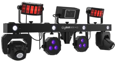 CHAUVET DJ – GigBAR Move + ILS 5-In-1 Lighting System | Moving Heads, Derbies, Washes, Laser & Strobe on One Bar | ILS Compatible | RF Remote, Tripod & Carry Bags Included