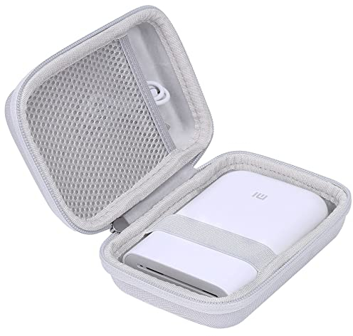 Khanka Custodia rigida da viaggio per stampante fotografica portatile Xiaomi Mi, adatta per carta e cavi per stampante Mi Zink (bianco)