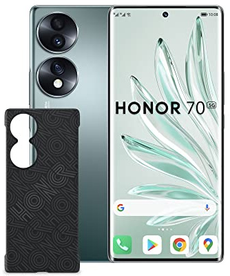 HONOR 70 Teléfono Móvil + Carcasa, Smartphone 5G 8+128GB Pantalla 6.67 OLED Curvo 120Hz, Triple Cámara 54MP, Android 12, Batería 4800mAh, Supercharge 66W, Verde