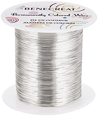 BENECREAT Filo d'argento resistente all'ossidazione, 0,4 mm, 120 m, per perline e altri gioielli artigianali