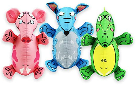 Playtime Ancol Dog Toy - Pink Blue Green - Woven Ballistic Material with Recycled Stuffing for Comfort and Durability