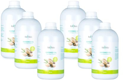 Italfisio - 6 pièces. Huile de massage professionnelle et physiothérapie | 100% Huile d'Amande Douce 6 x500 ml - pour Massage Visage et Corps Aromathérapie