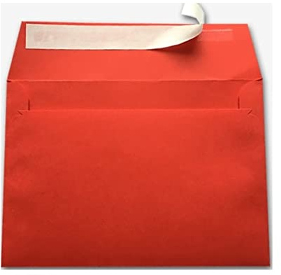 C5 Coloured Envelopes for A5 Greeting Cards Wedding Invitations & Crafts V Flap, Peel & Seal Flap (162x229mm) Pack of 50 (Red Peel & Seal)