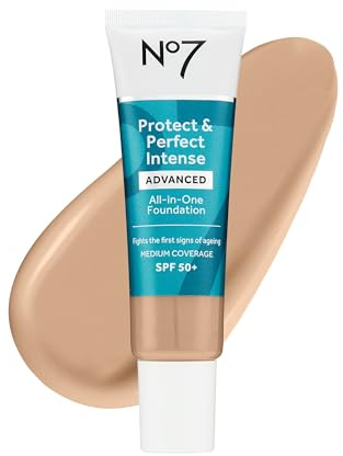 No7 Protect & Perfect Advanced All in One Foundation - Warm Ivory - Age Defying Foundation Makeup with SPF 50 - Makeup Base Cream Helps to Reduces Redness & Blurs Visible Pores (30ml)