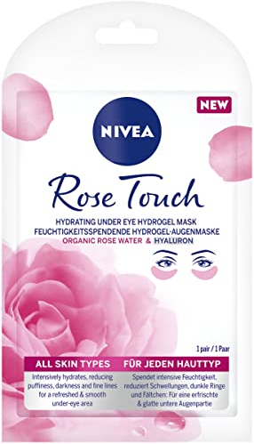 NIVEA Rose Touch Feuchtigkeitsspendende Hydrogel-Augenmaske (1 St.), Augenpads mit Bio Rosenwasser und Hyaluron, Gesichtsmaske für eine erfrischte und glatte Augenpartie