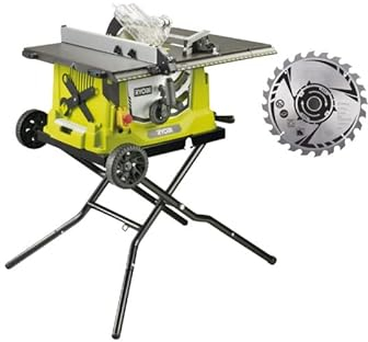 Confezione RYOBI - Sega da banco elettrica RTS1800EF-G - 1800W - 254mm - base retrattile - ruote - prolunga - lama in me