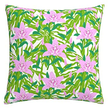 Kissenbezüge Mit Tropischem Big Pink Sofa Dekoratives Kissenbezüge Drucken Bett Kissenbezüge Wohnkultur Quadratische Kissenbezüge, Für Draussen, Bett, 45x45cm