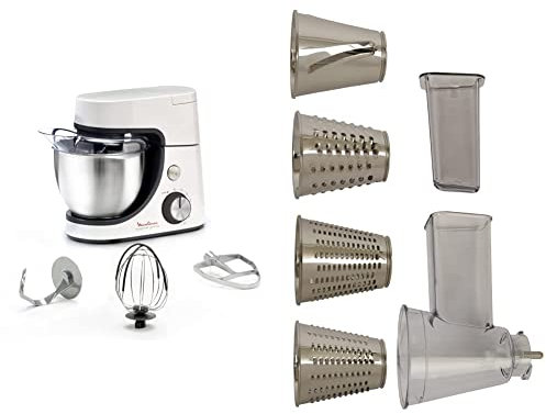 Robot pâtissier Masterchef Gourmet d Moulinex, Capacité 4,6 L, Kit pâtisserie, Technologie Flex Whisk & Éminceur Râpeur Accessoire Masterchef Gourmet Officiel Kit Râpé Tranché