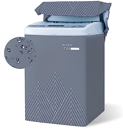 Odot Housse Machine a Laver Chargement par Le Haut, Couvre-Machine Protecteur Anti-Poussière Couverture pour Machine Lave-Linge et Sèche-Linge (Bleu-Gris,Capacité XL 8.5-12kg)