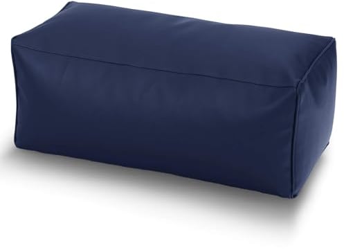 Green Bean Sitzhocker aus Kunstleder - Pouf mit EPS Perlen Füllung - 70 x 33 x 28cm - perfekte Ergänzung zum Sitzsack - Sitzwürfel Sitzkissen Hocker Fußhocker - Dunkelblau