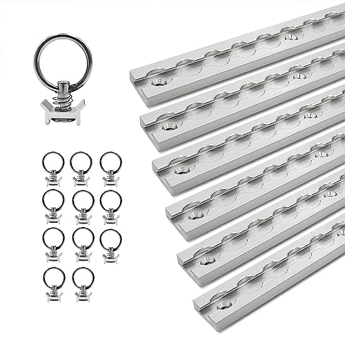 LABT Aluminium Airlineschienen Set mit Fittingen. 6X 1m Schienen 12x Zurrösen Eckige Airlineschiene zur Ladungssicherung für Anhänger, LKW, Wohnmobile - eloxierte Zurrschiene (Set 13)
