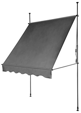 SVITA Klemmmarkise Balkonmarkise Sonnenschutz Markise Handkurbel ohne Bohren 300x120x220-300 cm (BxTxH) Dunkelgrau