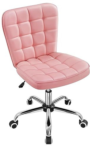 Yaheetech Chaise de Bureau à roulettes Chaise d'Ordinateur en Similicuir avec Assise Réglable et Siège Dossier Rembourrés 84 cm de Hauteur Rose