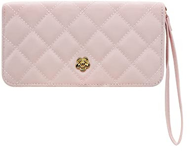 WisePoint Porte Carte Femme, Cuir Porte Carte Bancaire Portefeuilles et Porte-Cartes Femme avec Poignées, Porte Monnaie Femme pour Shopping, Voyages, Rencontres(Rose)