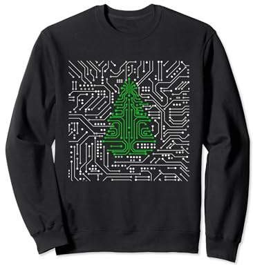 CPU Motherboard Schaltung IT Weihnachtsbaum Informatiker Sweatshirt