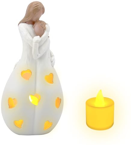 Mutter Tochter Kerzenhalter, Mama Kerzenständer Geschenke mit Flackernder LED-Kerze, Kerzenhalter Statue, Langlebige Mutter Tochter Kerzenhalter Figur, Mutter und Tochter Kerzenhalter Dekoration