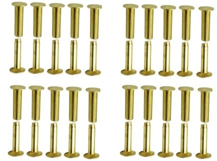 WNJun 20 Piece Double Cap Tubular Chicago Rivets, For Kitchen Chopper Knife Handle Screw Connecting Pipe (Color : Yellow Brass H62)