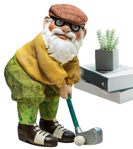 Moageme Golfing Garden Statue, Golfer Garden Outdoor Figurine, Funny Golf Garden Statue Ornaments, Golf Dwarf Resin Handicrafts Decorations for Patio Yard Lawn Home