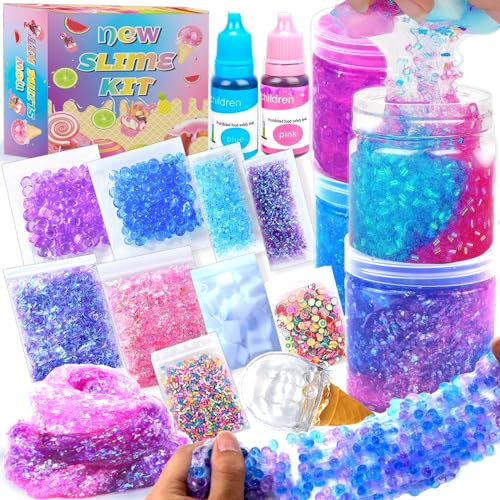 Slime Kit Confetti Age 3+, Glimmer Crunchy, Foam Slime, J elly Cubes Slime, Stress Relief Toys, Party Favors for Kids, for Girl Boys 6 7 8 9 10 11 12