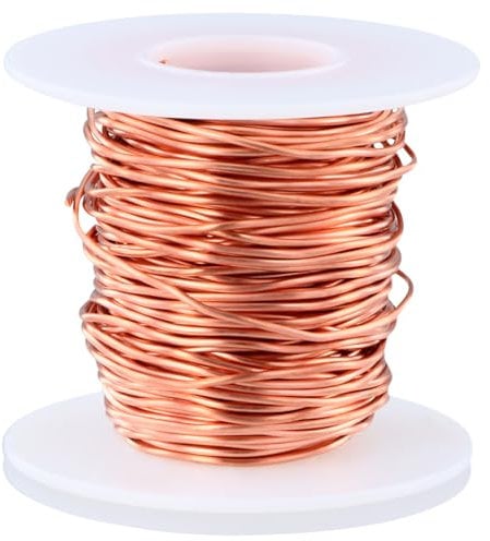 QWORK® Alambre de Cobre para Electrocultura y Jardinería, 20 m, 99,9% Puro, Calibre 16, para Cultivo de Plantas y Hortalizas