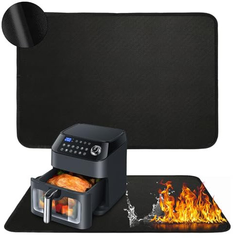 Tappetino Resistente al Calore per Friggitrice ad Aria, Antiscivolo e Impermeabile Tappetino Macchina Caffe, Tappetino in Silicone Ignifugo per Cucina 40 x 60cm