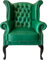 Casa Padrino Luxus Chesterfield Echtleder Ohrensessel Grün/Dunkelbraun H. 110 cm