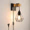 FORCOSO Wandleuchte Innen mit Schalter, Vintage Wandlampe mit Stecker Kabel, E27 Wand Lampe Holz Braun Schwarz, Rustikal Retro Industrial Wandbeleuchtung Wall Light Indoor Wohnzimmer Schlafzimmer Flur
