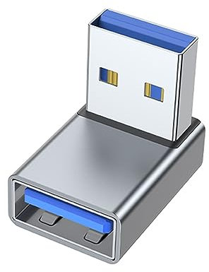 Adaptador de extensión USB 3.0 macho a hembra de 90 grados en ángulo recto hacia arriba y hacia abajo para ordenador portátil, convertidor de extensión USB