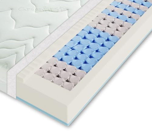 Sleepneo Taschenfederkernmatratze H3 H4 90x200, Vario LUX Greenfirst – Höhe 22cm Hochwertige 7 Zonen Matratze in 90x200, Bezug mit Greenfirst® Veredelung – antibakteriell Allergiker geeignet