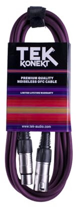 Premium XLR Cable for a Clear Audio Signal with Balanced Male to Female Microphone Lead, plus Cable Tie, for professional DJ, stage and studio (Purple, 10m)