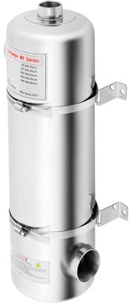 Vielrosse Pool Heat Exchanger 60KW 250L/min Stainless Steel Tube Shell Heat Exchanger for Swimming Pool Hot Tub and Solar Pool Heating