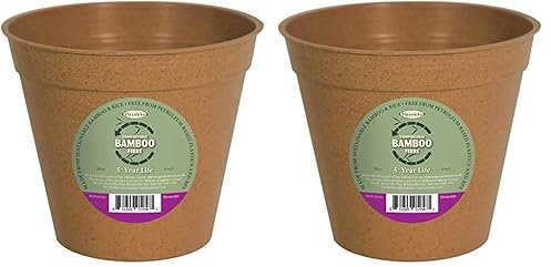 Haxnicks Indoor & Outdoor Sustainable Bamboo Fibre Plant Pot | 8 Inch Diameter | Terracotta | Pot190201 (Pack of 2)