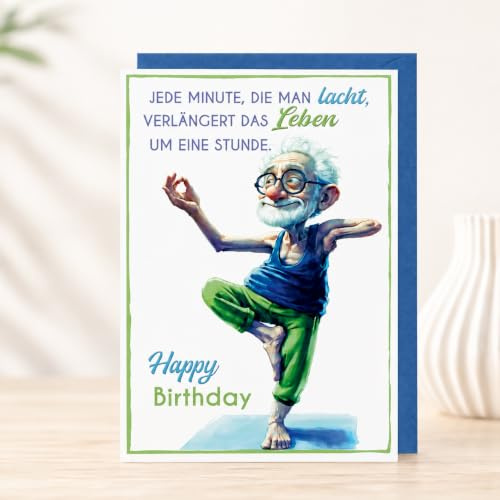 Michel Verlag Geburtstagskarte YOGA | Leben&Lachen Grußkarte Wellness Achtsamkeit Entspannung Anti-Stress Meditation Gesundheit; für Frauen | mit Umschlag, 12x17cm, Made in DE (Yoga-Opa)