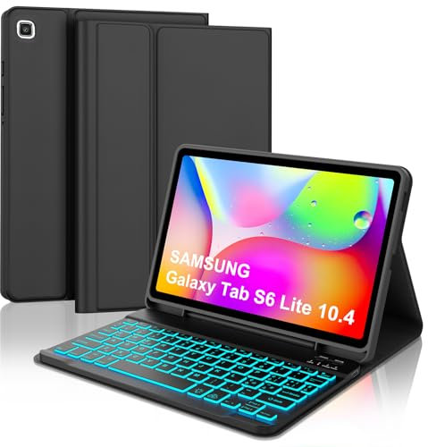 Custodia Tastiera per Samsung Galaxy Tab S6 Lite 2020 10,4, Tastiera Bluetooth Staccabile QWERTY Italiana per Samsung Galaxy Tab S6 Lite 10,4, Smart Cover Supporta Auto Wake/Sleep (Retroilluminata)