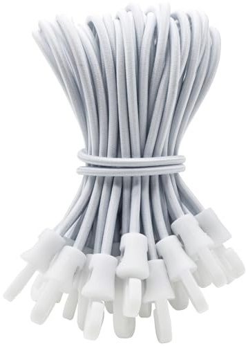 WMZOBH Cordons élastiques avec crochets 25 pcs - 15 cm de cordes élastiques courtes avec crochets, petits crochets en toile (blanc)