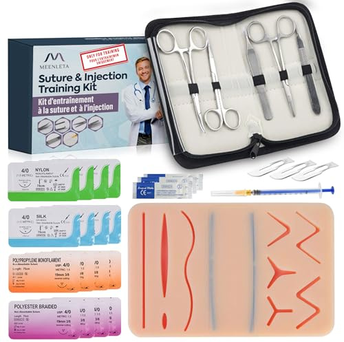 Kit d’Entraînement à la Suture – Ensemble de Simulation pour Pratique et Apprentissage | Outils Réutilisables + Peau Synthétique