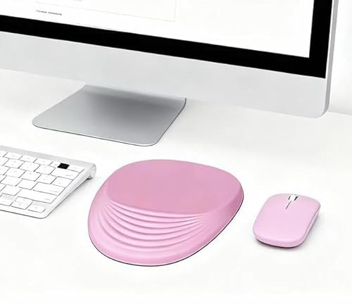 Kit Mouse wireless Bluetooth+2,4G +Tappetino Mouse con Poggiapolsi,Design Massaggiante,Antiscivolo In PU,Premium, Ergonomico, Silenzioso,Alta Precisione per Ufficio e Smart Working,PC.