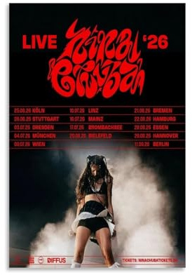 KXDUSZO Nina Poster Chuba 2026 Tour Für Zimmer, Ästhetische Leinwand-Wandkunst, Schlafzimmer-Dekor Poster 12x18inch(30x45cm)