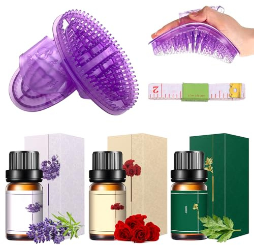 2 Pcs Massagebürste Körper Bauch Mit 3 Flaschen Ätherischem Öl、1 Maßband | Muskel Dehnungsbürste ,Meridian Massage Bürste ,Bauchmassage Bürste ,Skin-Friendly ,For Waist Abdomen, Head, Leg
