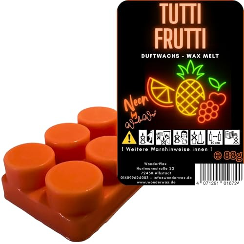 WonderWax Neon Duftriegel 6 x Duftwachs Kreise Wachsmelt Duftwachs Raumduft für Duftlampen Soja Wachs Melts Duftmelt Aroma Wellnes Kerzen Wärmer Wax Tarts Tutti Frutti