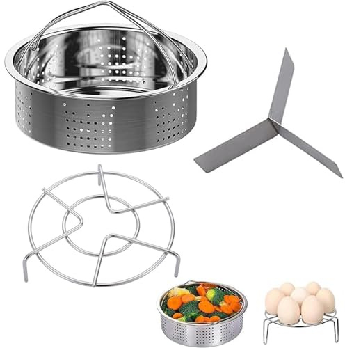 WEIWUXIAN 3Pcs Steamer Basket Rack Set Stainless Steel Trio Separator Set Pressure Cooker Accessories with Rack Cooling Grid Rack Divider for Pressure Cooker Instant Pot(Steamer Basket+ Rack+Divider)
